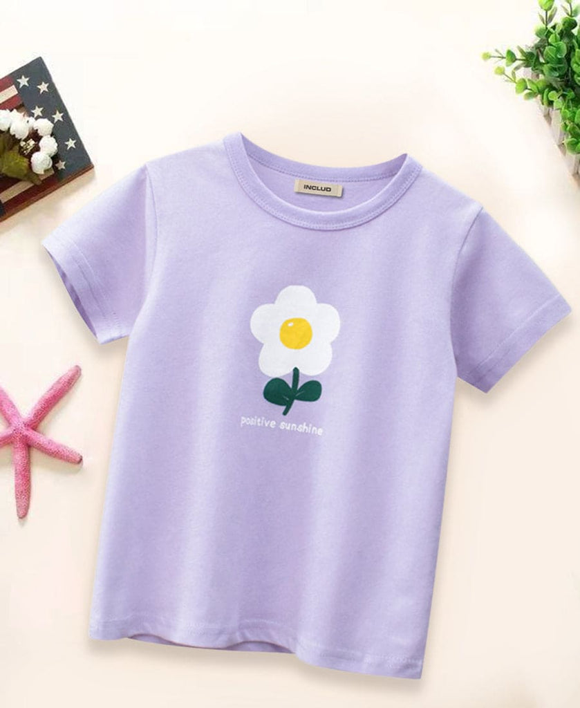 Girls Purple  Graphic Print Tshirt Tshirts Purple 1-2 Y 