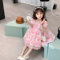 Girls Party Dress with Bow Casual Dresses Pink 1-2 Y 