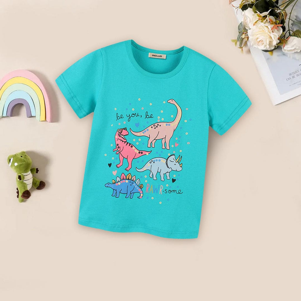 Girls Dinosaur Print T-shirt