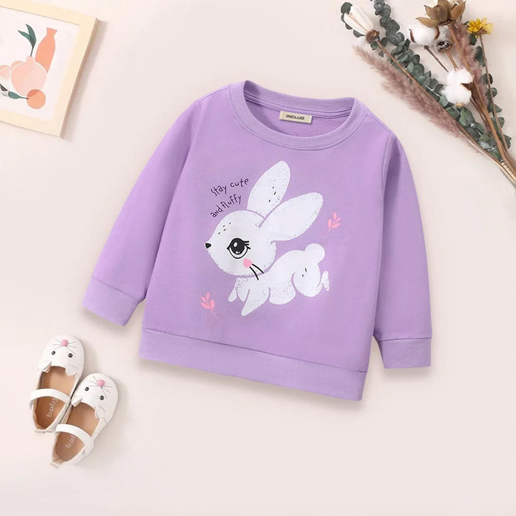 Girls Bunny Print Full Sleeves Sweatshirt