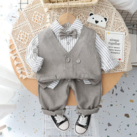 Boys Waistcoat with Striped Shirt and Trousers Set (Copy) 3 pc. Sets Brown 1-2 Y