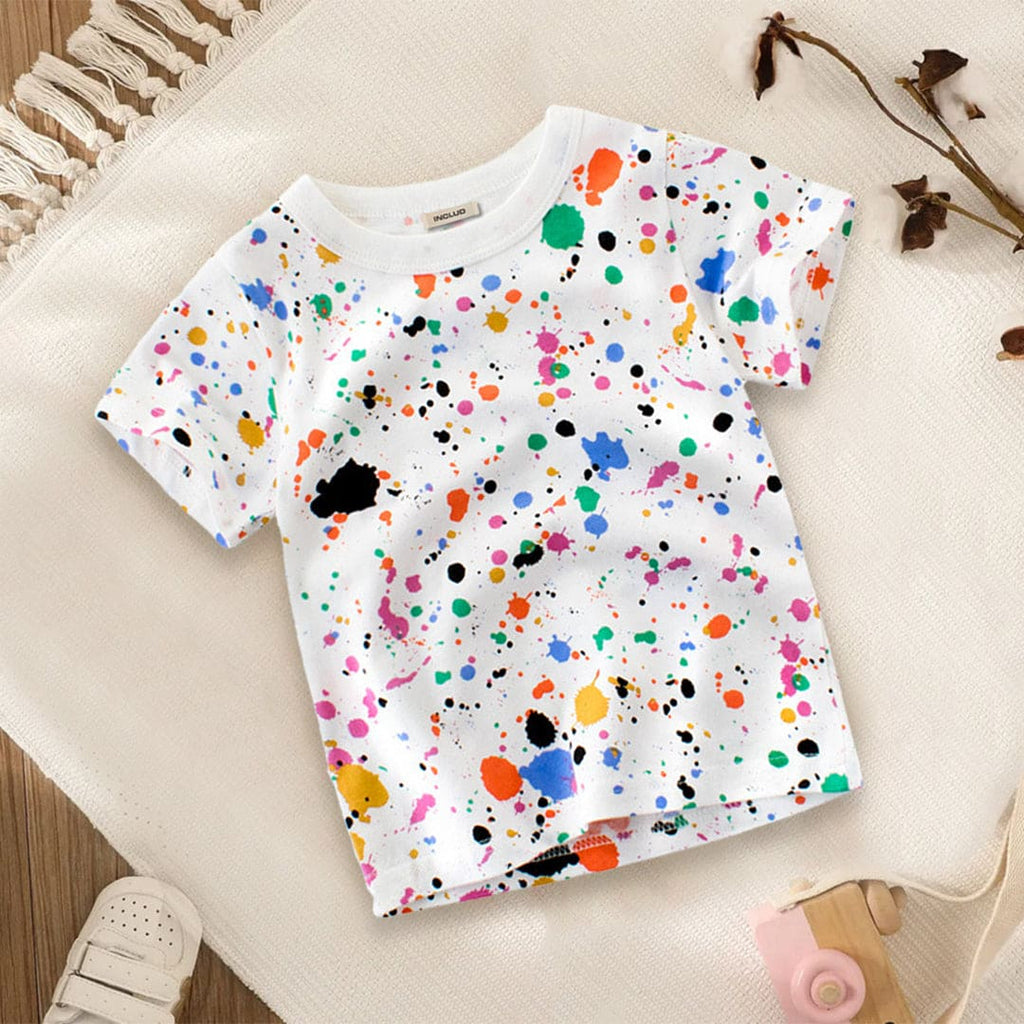 Boys Colour Splash Printed Multicolored T-shirt