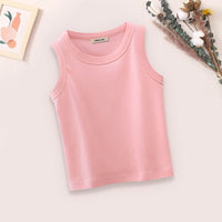 Boys Solid Sleeveless Tank Vests Tshirts Pink 1-2 Y 