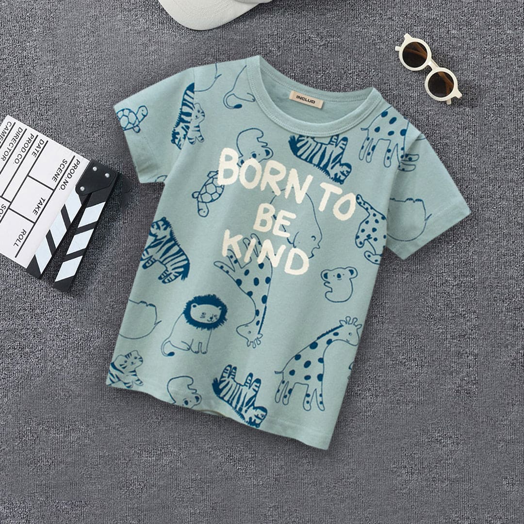 Jungle Print Tshirt Tshirts Teal 1-2 Y 