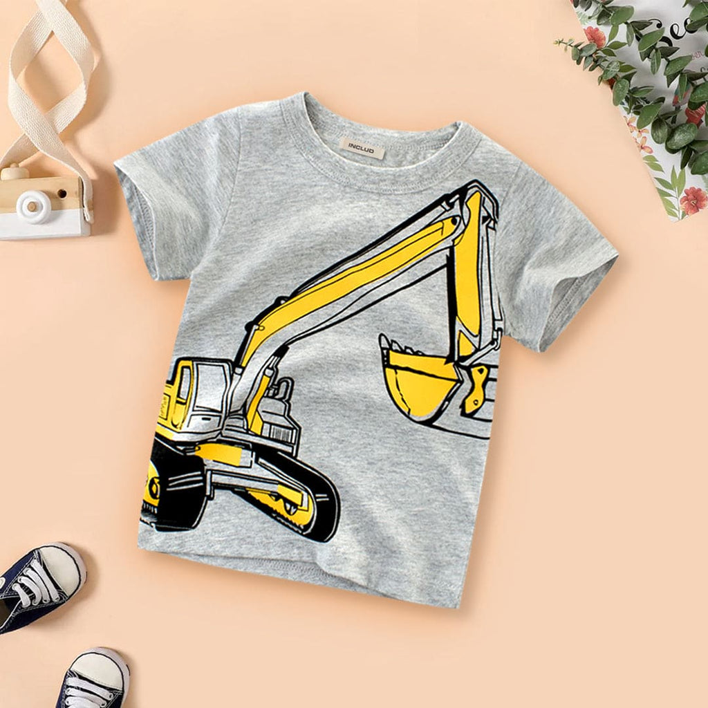 Crane Print Tshirt Tshirts Grey 1-2 Y 