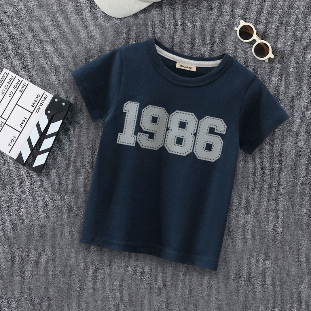 Boys Printed Short Sleeves T-shirt Tshirts Navy 1-2 Y 