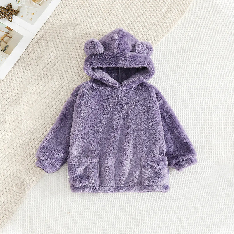 Girls Purple Polar Fleece Hooded Jacket With Jogger Co-ord Sets Sets