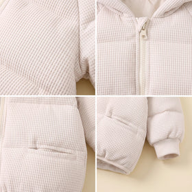 Boys Off White Textured Hooded Zip-up Jacke Coats & Jackets