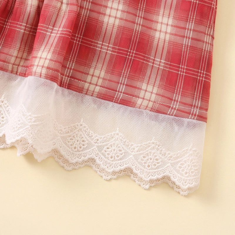 Girls Red Checked Sleeveless Top with Pants Sets 2 pc. Sets