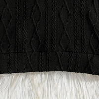 Girls Black Self-Design Long Sleeves Top With Skirt Sets Sets