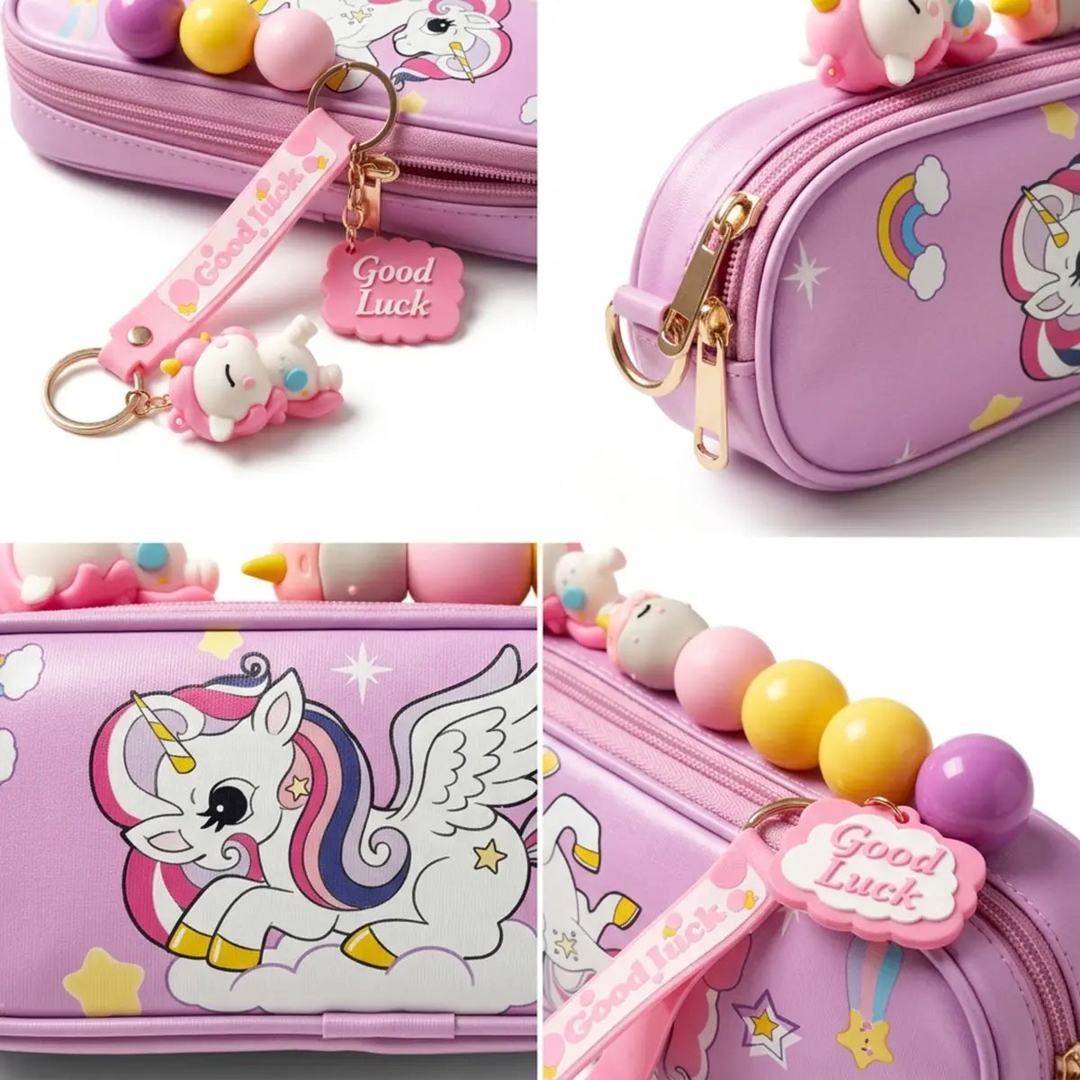 Unicorn Pencil Case with Decorative Keychain Trending Accessories