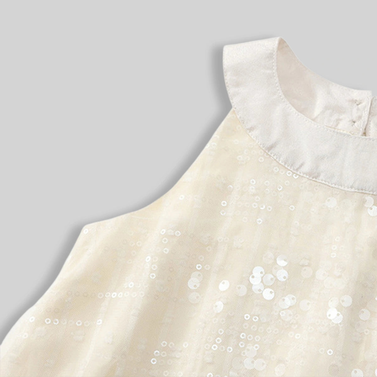 Girls Apricot Sequin Embellished Sleeveless A-line Dress Casual Dresses