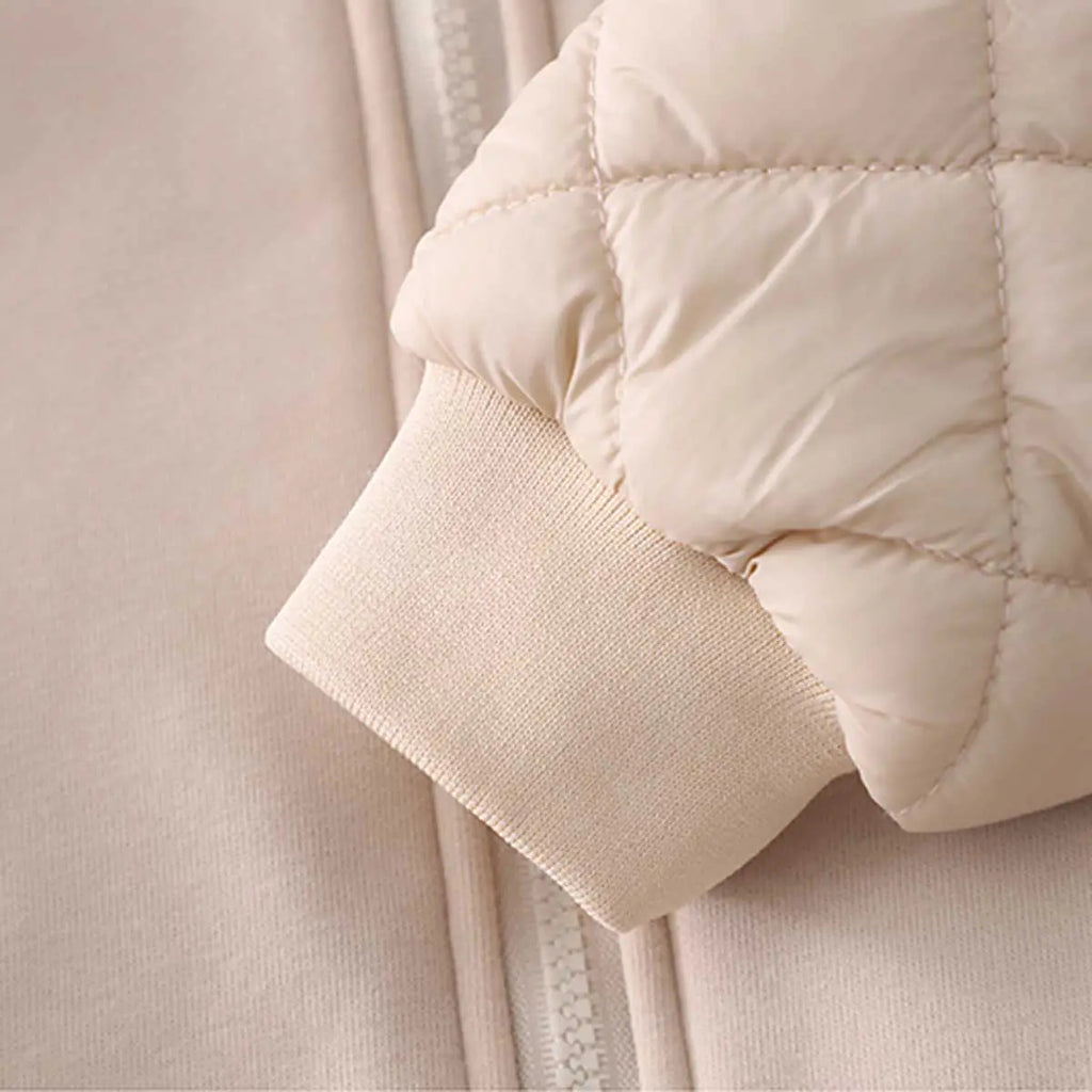 Boys Beige Long Sleeve Fleece Jacket With Quilted Vest & Jogger Sets Sets