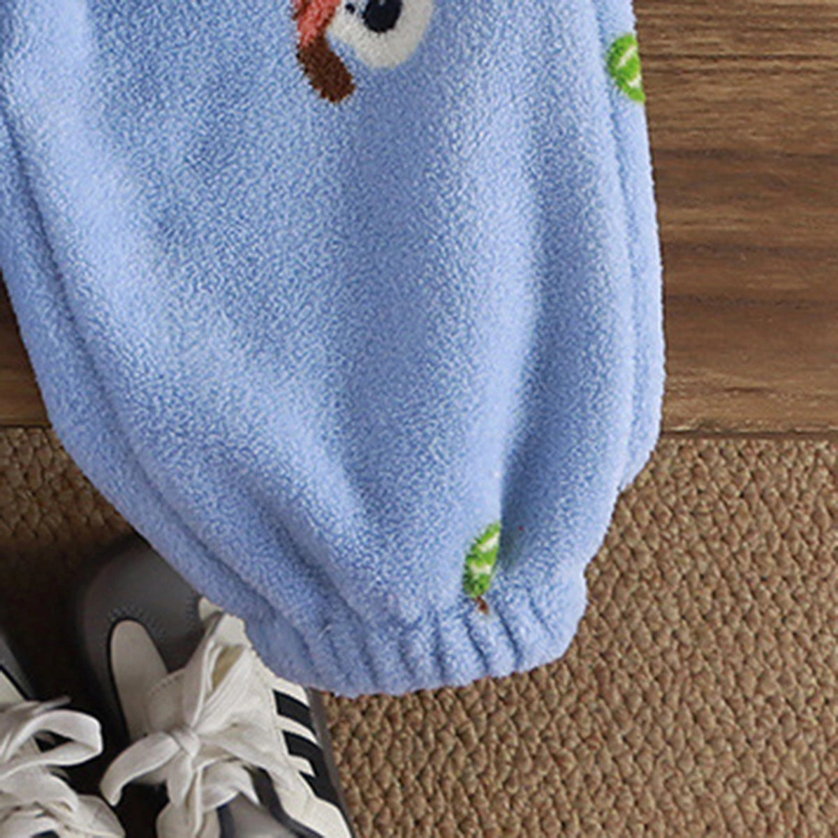 Boys Blue Fleece Puppy Cartoon Printed Zip-up Jacket With Jogger Co-ord Sets Sets