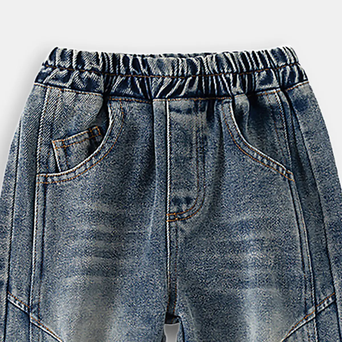 Boys Light Blue Relaxed Fit Denim Jeans with Whisker Detail Pants