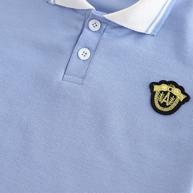 Boys Sky Blue Short Sleeve Polo T-Shirt With Elasticated Shorts Sets 2 pc. Sets