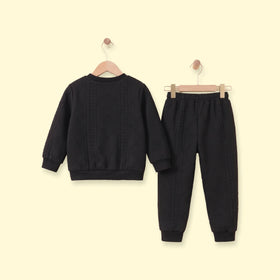 Boys Black Embroidered Sweatshirt With Pants Sets 2 pc. Sets