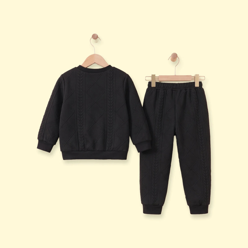 Boys Black Embroidered Sweatshirt With Pants Sets 2 pc. Sets