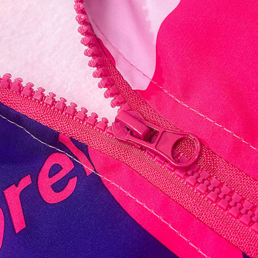 Girls Fuchsia Abstract Printed Hooded Zipper Jacket Coats & Jackets