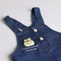 Girls Yellow Applique Printed T-Shirt With Denim Dungaree and Diaper Cover Sets 3 pc. Sets