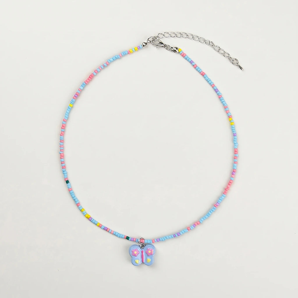 Pack Of 5 Girls Multicolour Butterfly and Rainbow Beaded Necklace Sets Necklace and Chains