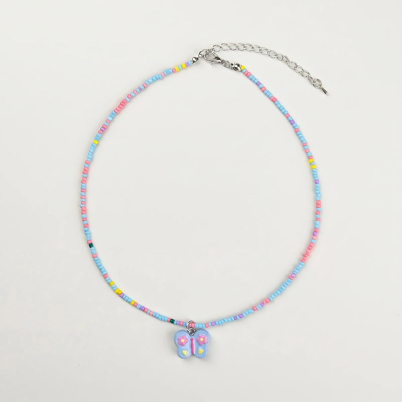 Pack Of 5 Girls Multicolour Butterfly and Rainbow Beaded Necklace Sets Necklace and Chains