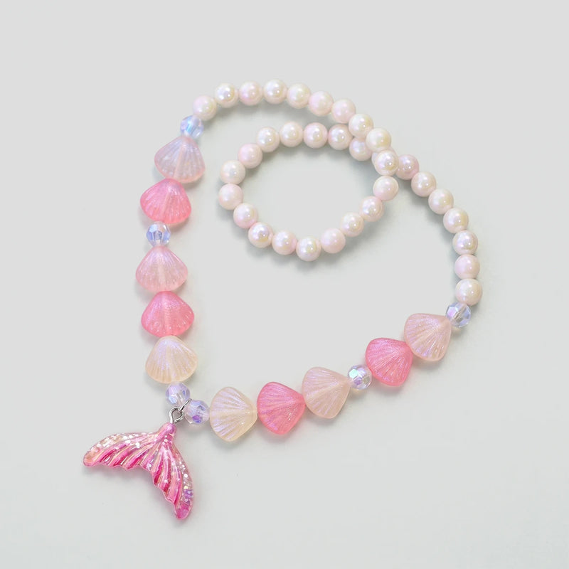 Pack Of 5 Girls Multicolour Jellyfish and Seashell Beads Necklace Sets Necklace and Chains
