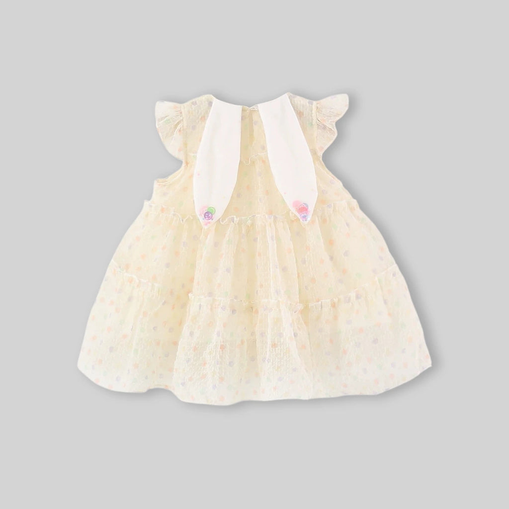 Girls Apricot Polka Dot Print A-Line Dress Casual Dresses