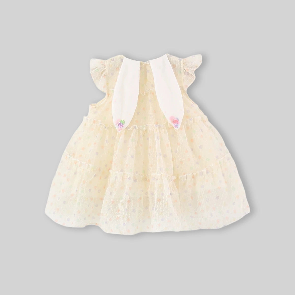 Girls Apricot Polka Dot Print A-Line Dress Casual Dresses
