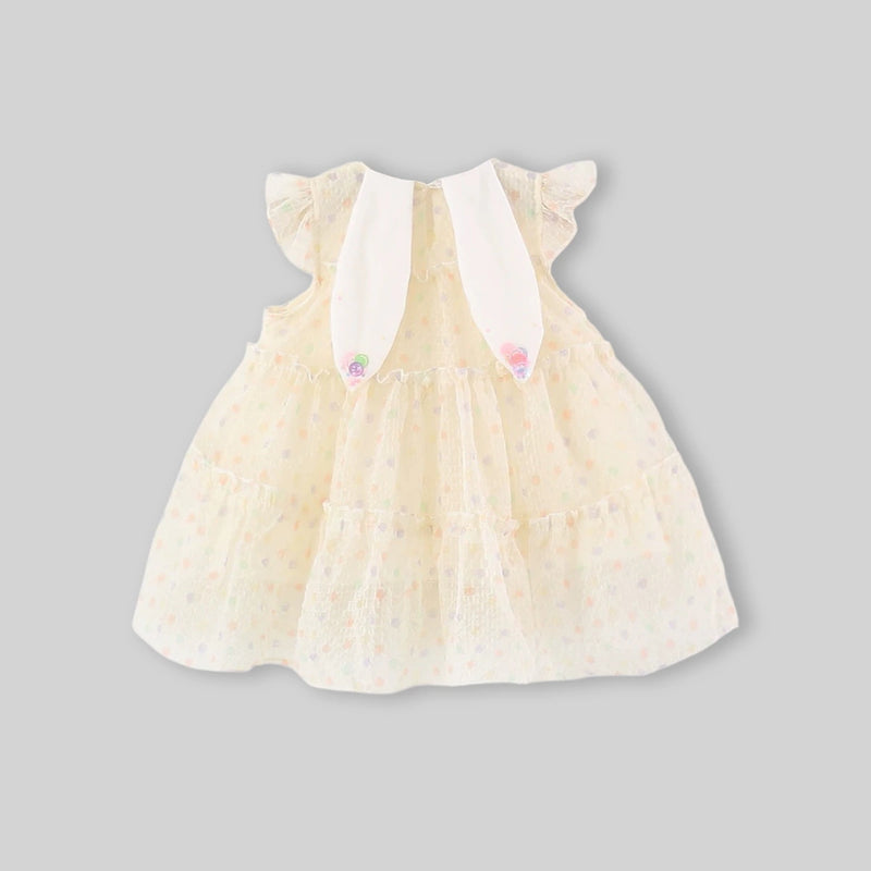 Girls Apricot Polka Dot Print A-Line Dress Casual Dresses