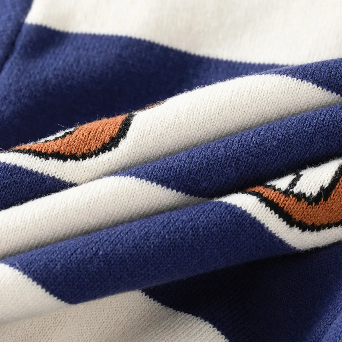 Boys Blue Stripes Knitted Cardigan With Shirt Collar Sweaters & Cardigans