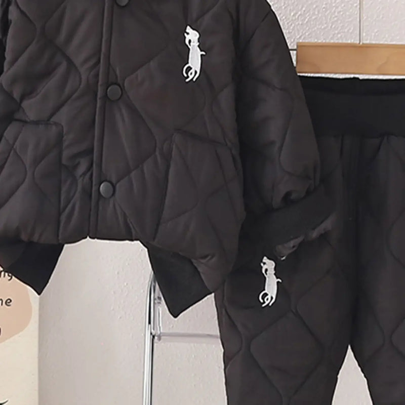 Boys Black Self-Design Jacket With Trouser Sets 2 pc. Sets