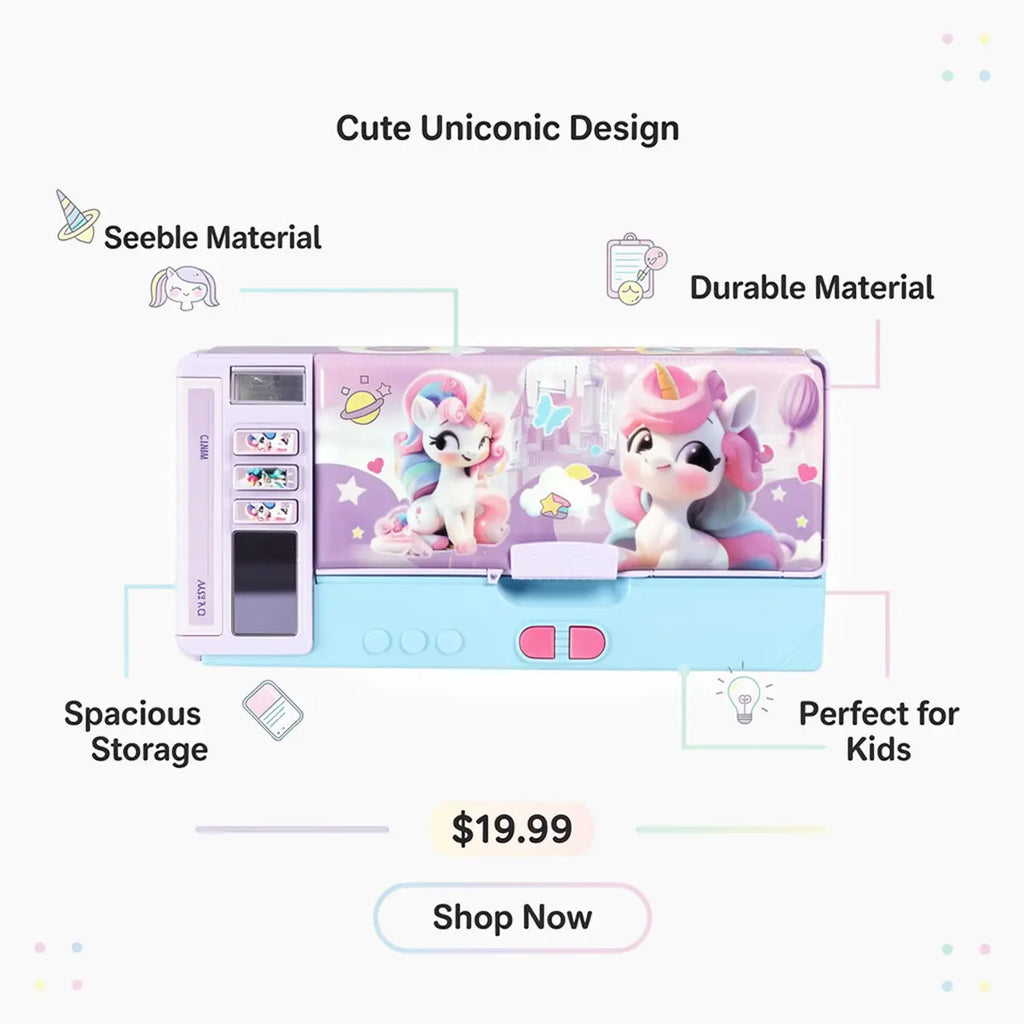 Unicorn Magnetic Pencil Box for Girls Trending Accessories