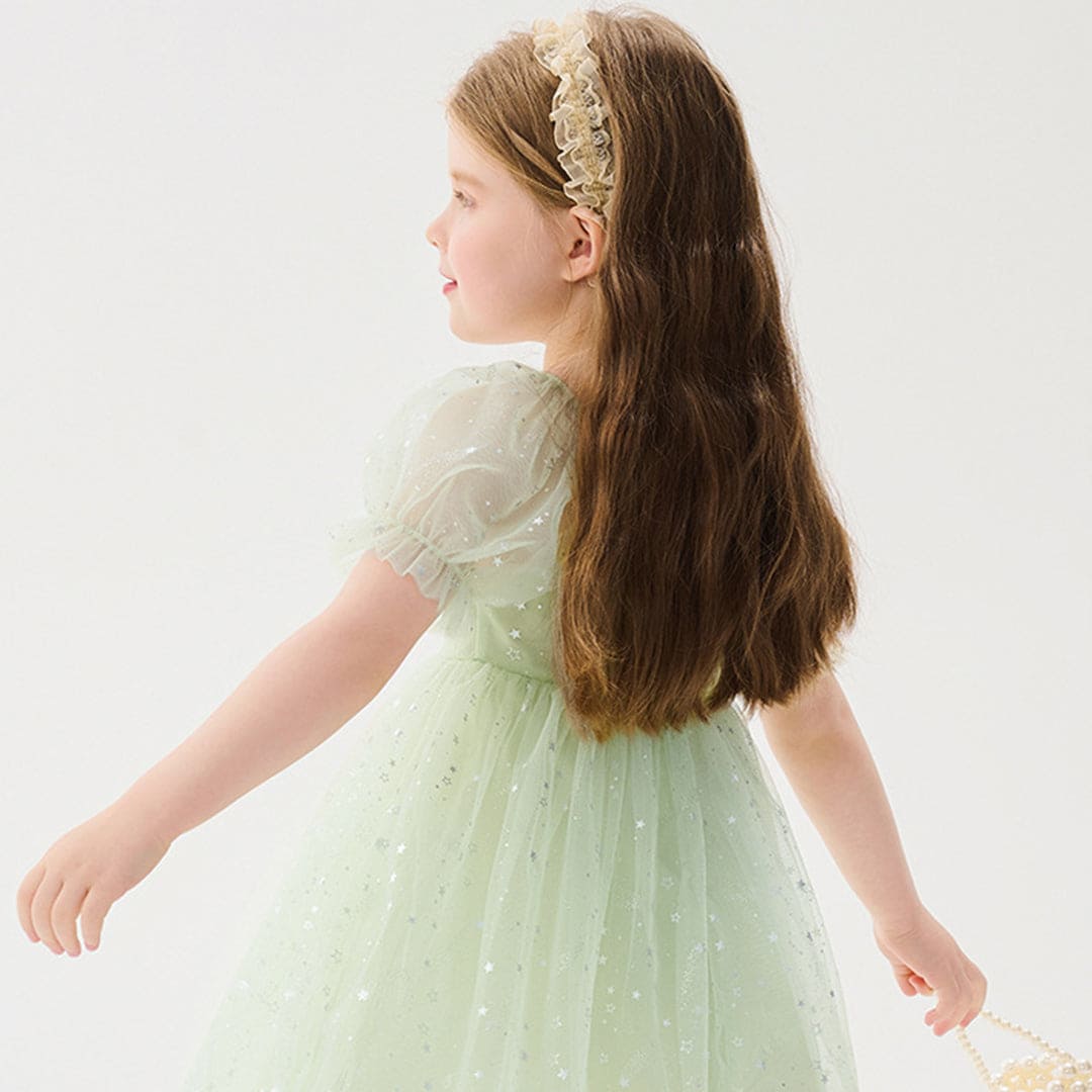 Girls Star Foil Printed Fit & Flare Dress Casual Dresses   