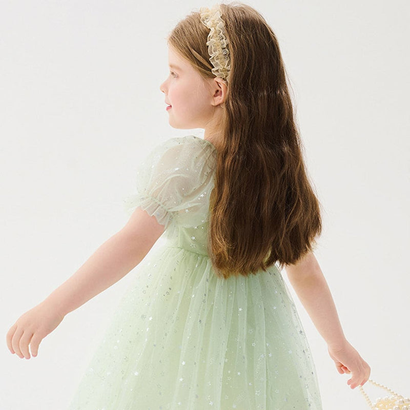 Girls Star Foil Printed Fit & Flare Dress Casual Dresses   