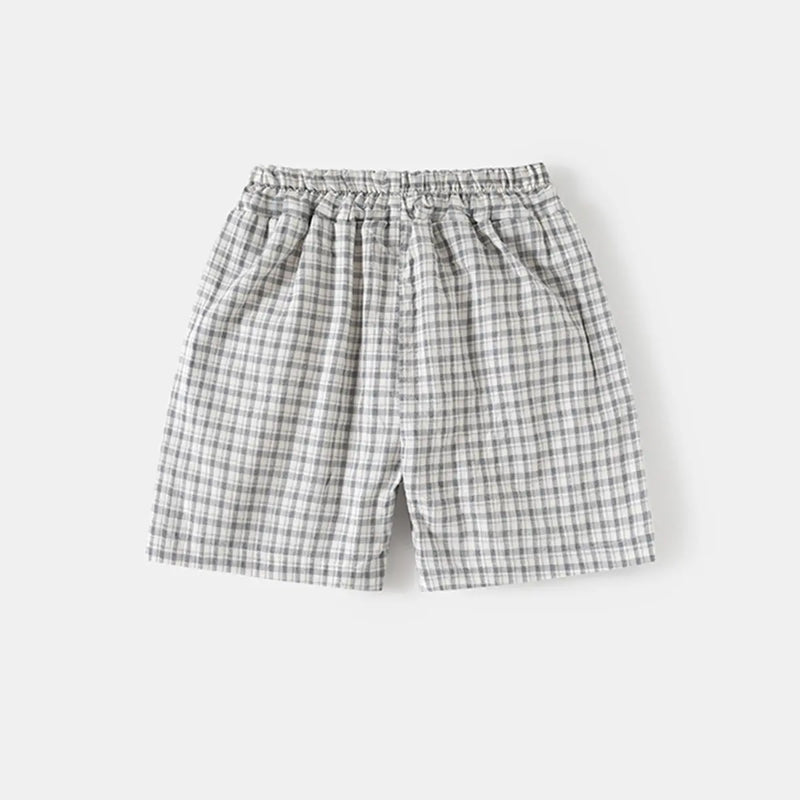 Boys Grey Checked Short Sleeves Shirt & Shorts Co-ord Sets Sets