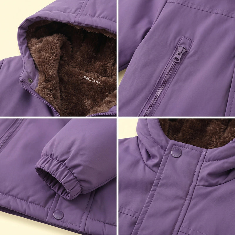 Girls Purple Long Sleeve Hooded Zip-up Jacket Coats & Jackets