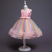 Girls Multicolour Heart Applique Fit & Flare Party Wear Dress Party Dresses