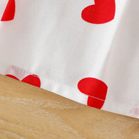 Girls White Heart Print One-Shoulder Top With Elasticated Skirt Sets Sets