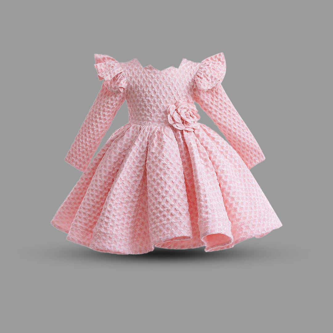 Girls Long Sleeves Party Wear Dress Party Dresses Pink 1-2 Y 