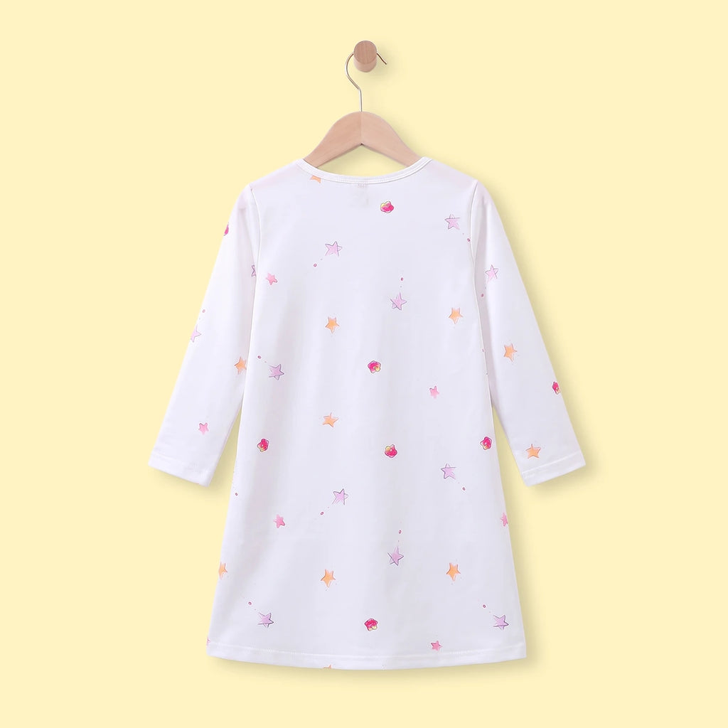 Girls White Unicorn Printed T-Shirt Dress Casual Dresses