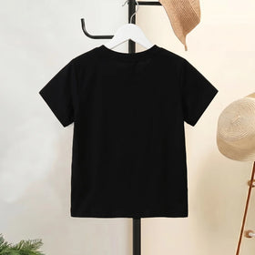 Girls Black Bow Graphic Short Sleeve T-Shirt Tshirts