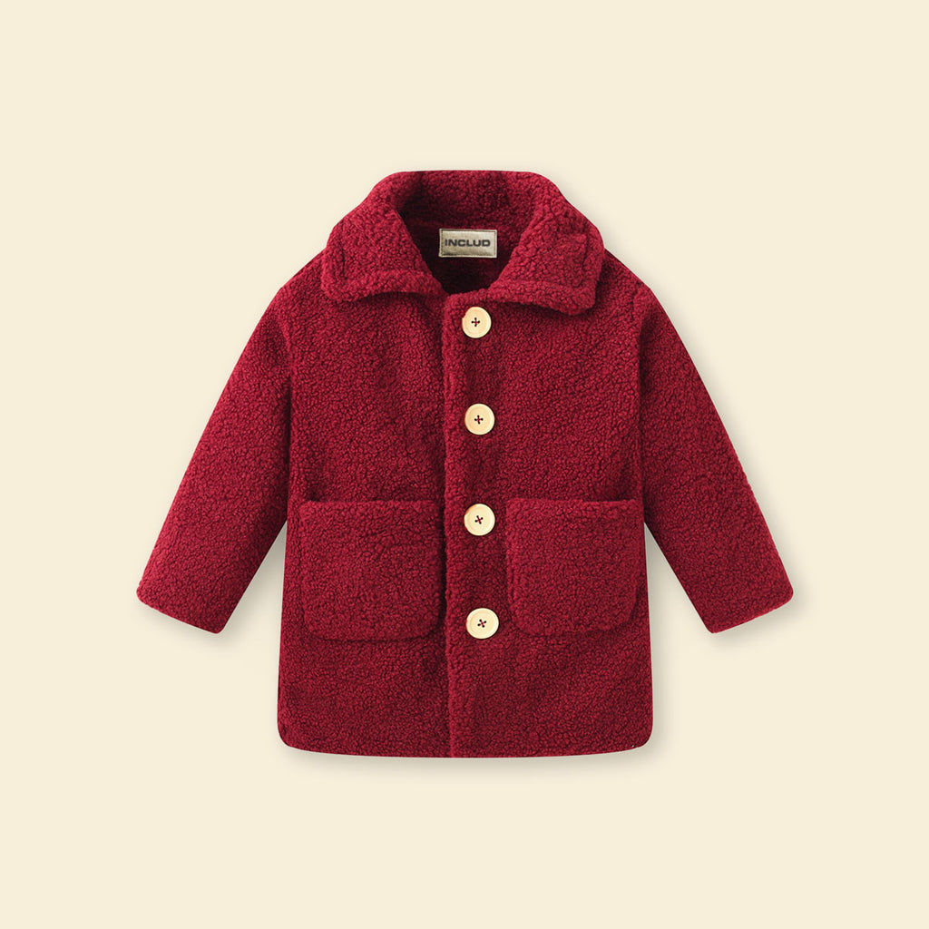 Girls Maroon Spread Collar Tailored Jacket Coats & Jackets