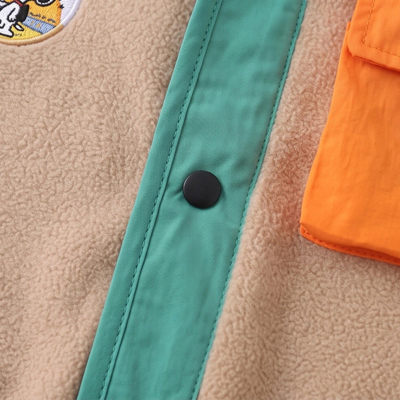 Boys Light Brown Colorblocked Sleeveless Jacket Coats & Jackets