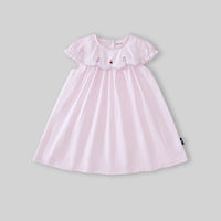 Girls Light Pink Embroidered Puff Sleeve Fit & Flare Dress Casual Dresses