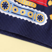 Boys Navy Blue Long Sleeve Dinosaur Cartoon Graphic Sweater Sweaters & Cardigans