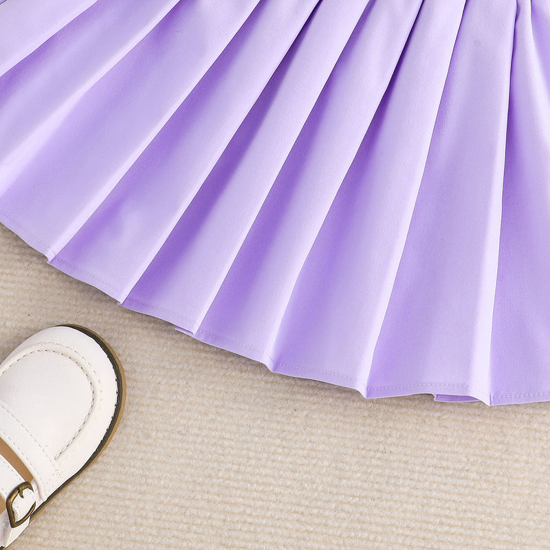 Girls Purple Sleeveless Jacket With Camisole Top And Skirts Set 3 pc. Sets