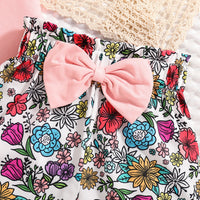 Girls Light Pink Floral Print Short Sleeve T-Shirt With Shorts Sets 2 pc. Sets