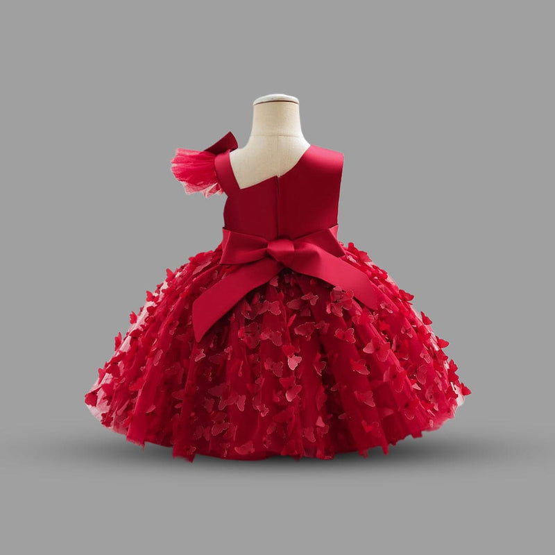 Girls Butterfly Applique Fit & Flare Dress Party Dresses   