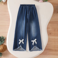 Girls Black Graphics Short Sleeves T-Shirt With Denim Pants Set Sets